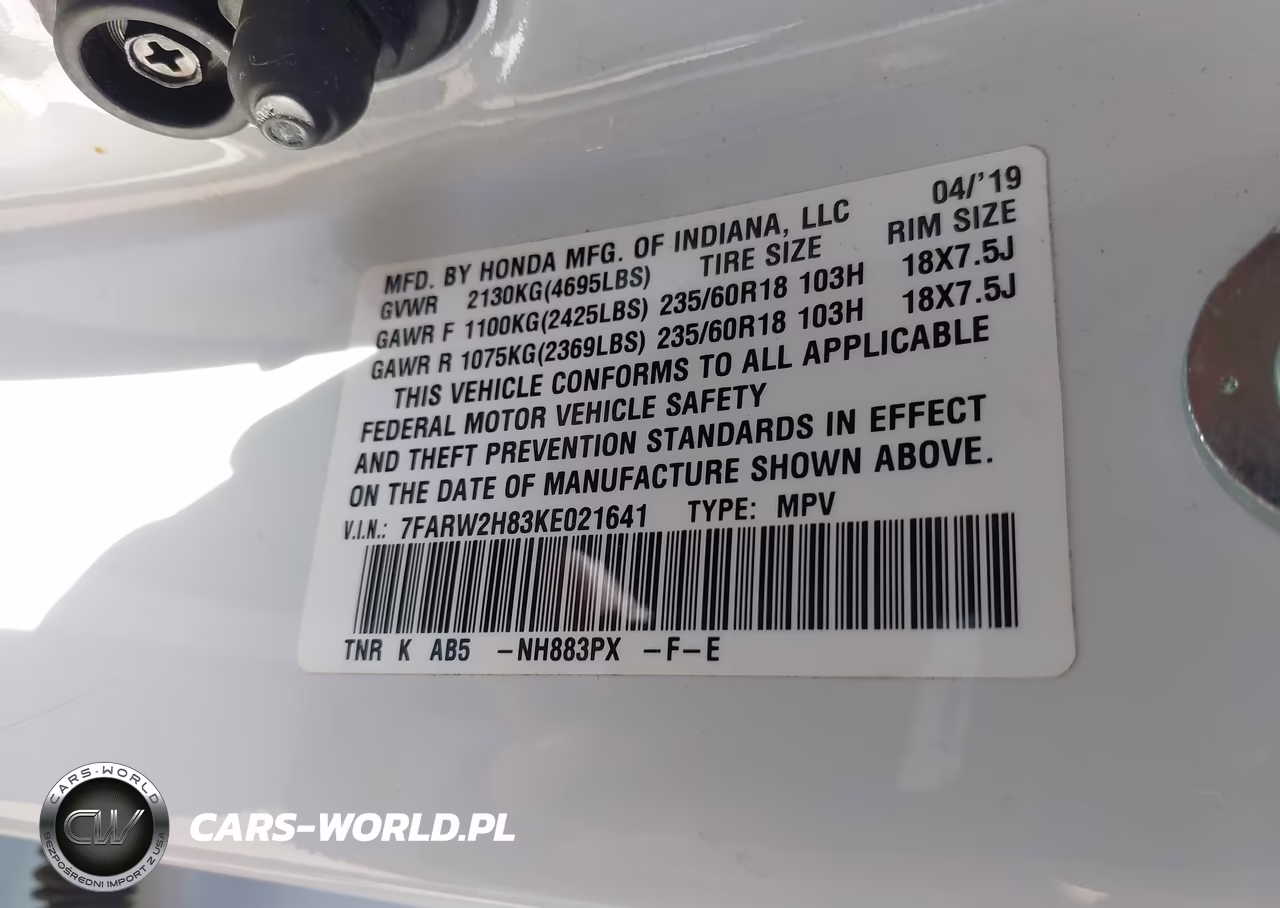 2019 Honda Cr-V Ex-L VIN:7FARW2H83KE021641 - 9
