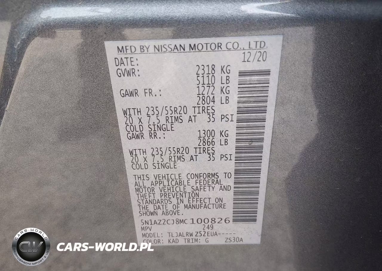2021 Nissan Murano Sl Fwd VIN:5N1AZ2CJ8MC100826 - 9