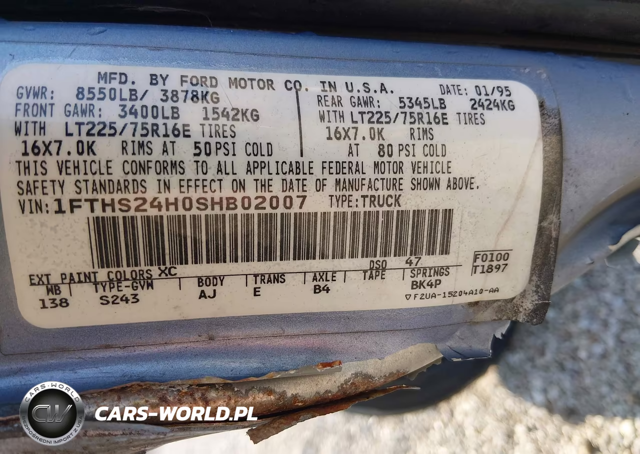 1995 Ford Econoline E250 Super Duty Van VIN:1FTHS24H0SHB02007 - 9