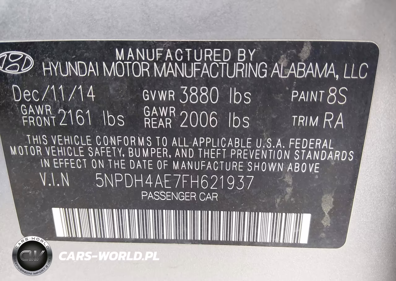 2015 Hyundai Elantra Se VIN:5NPDH4AE7FH621937 - 9