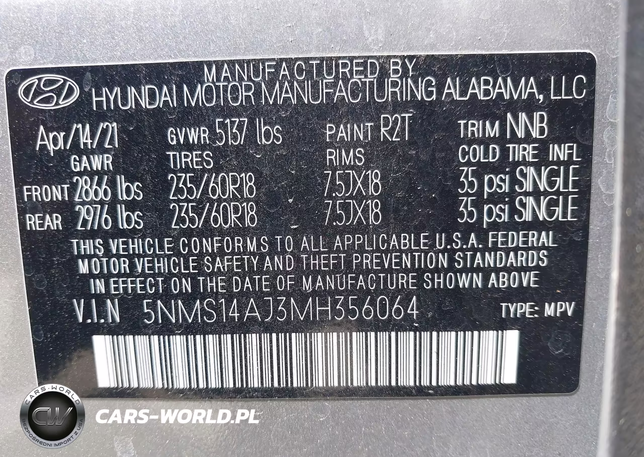 2021 Hyundai Santa Fe Se VIN:5NMS14AJ3MH356064 - 9
