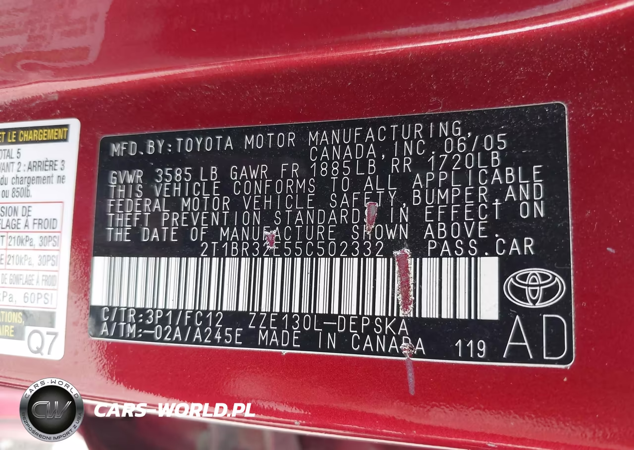 2005 Toyota Corolla S VIN:2T1BR32E55C502332 - 9