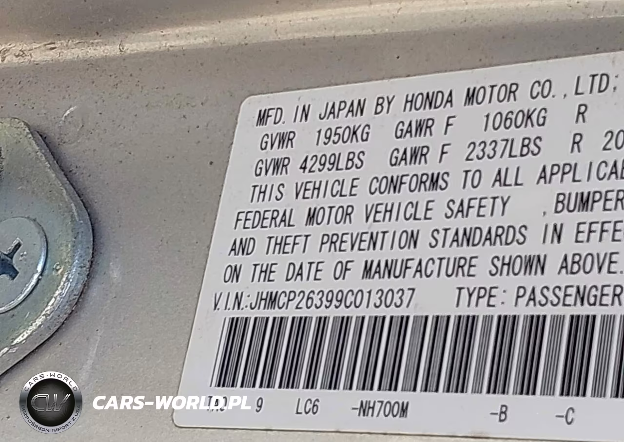 2009 Honda Accord 2.4 Lx VIN:JHMCP26399C013037 - 9