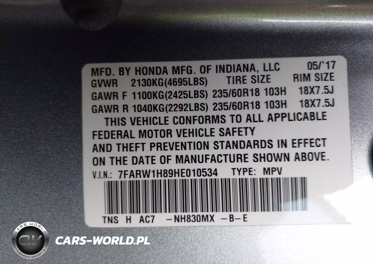 2017 Honda Cr-V Ex-L-Ex-L Navi VIN:7FARW1H89HE010534 - 9