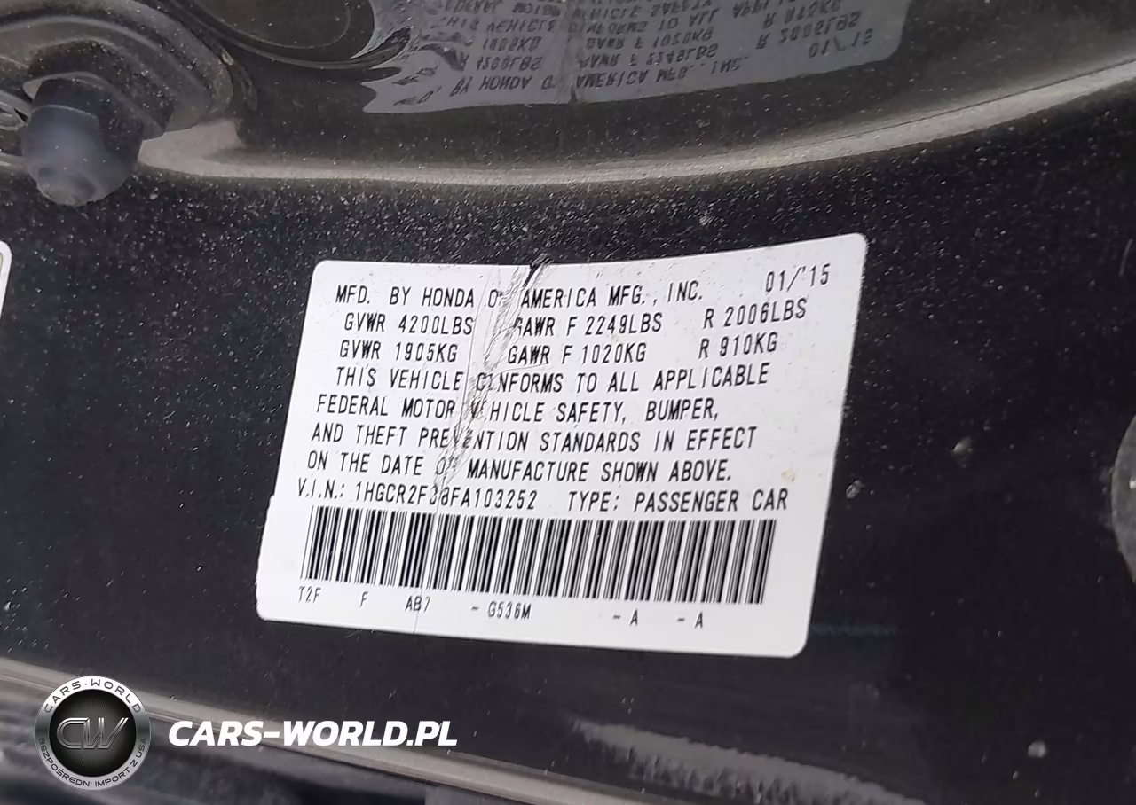 2015 Honda Accord Lx VIN:1HGCR2F38FA103252 - 9