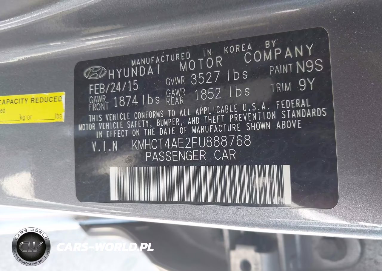 2015 Hyundai Accent Gls VIN:KMHCT4AE2FU888768 - 9