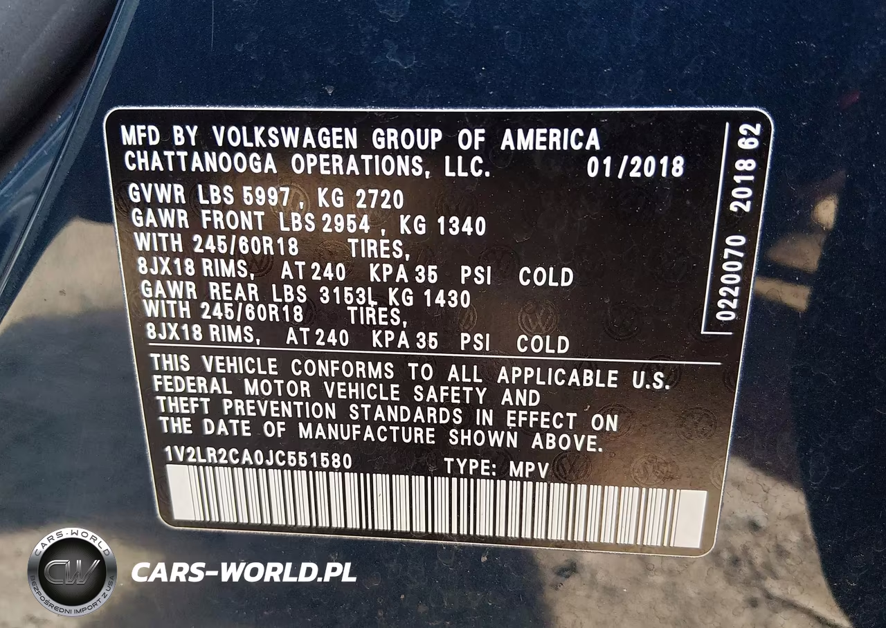 2018 Volkswagen Atlas 3.6L V6 Se-3.6L V6 Se W-Technology VIN:1V2LR2CA0JC551580 - 9