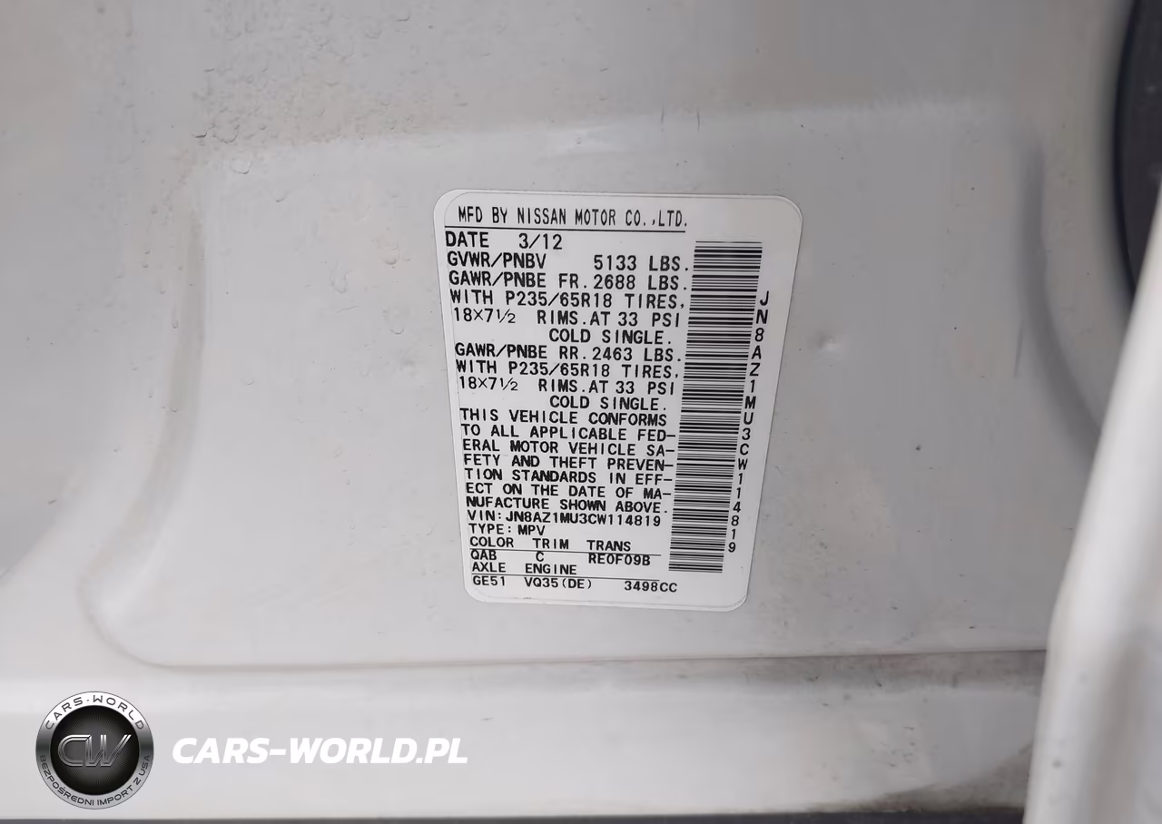 2012 Nissan Murano Sl VIN:JN8AZ1MU3CW114819 - 9