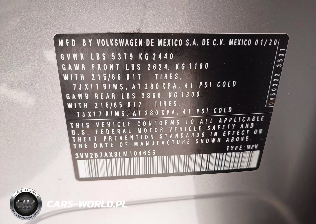 2020 Volkswagen Tiguan 2.0T Se-2.0T Se R-Line Black-2.0T Sel VIN:3VV2B7AX8LM104696 - 9