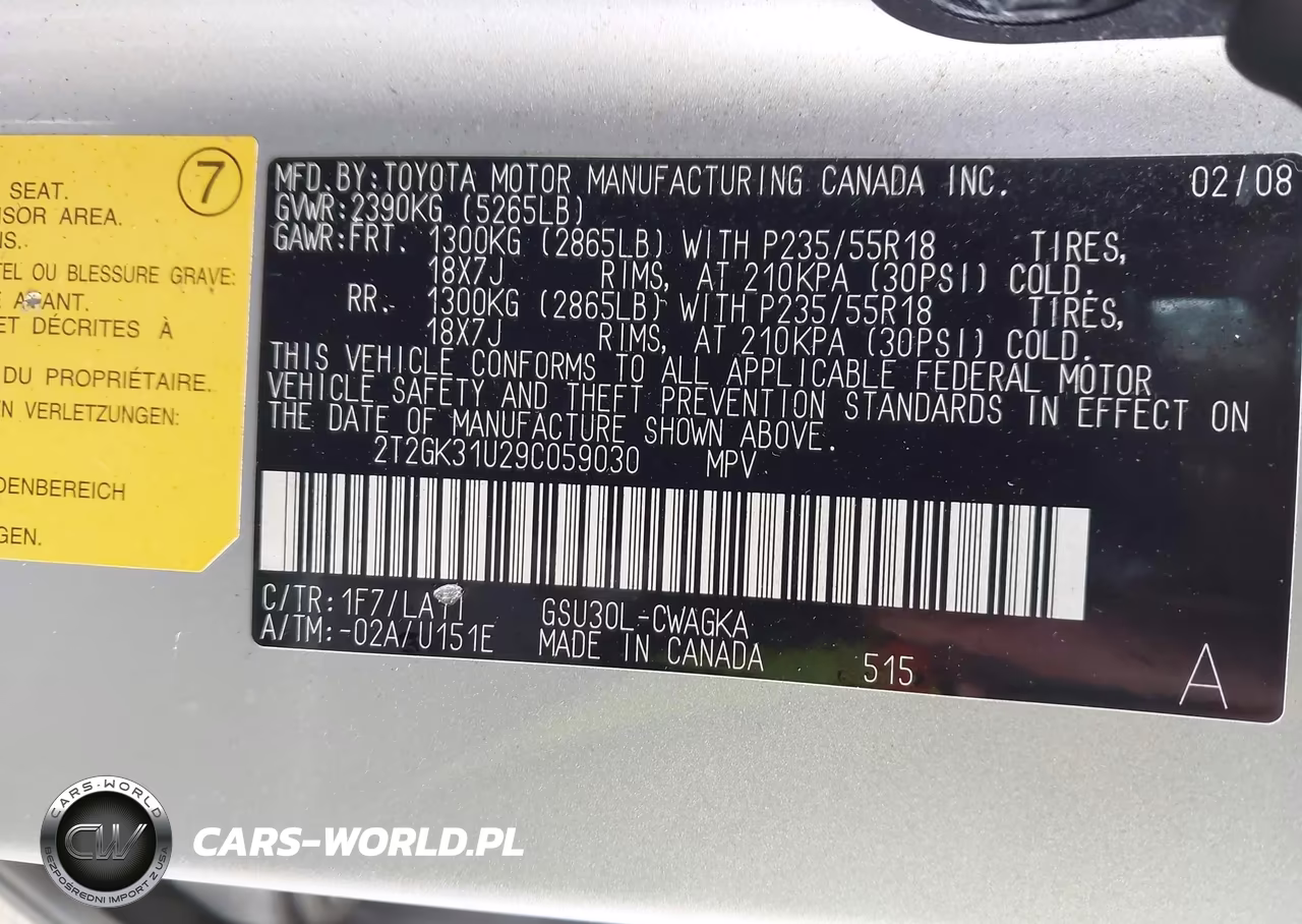 2009 Lexus Rx 350 VIN:2T2GK31U29C059030 - 9
