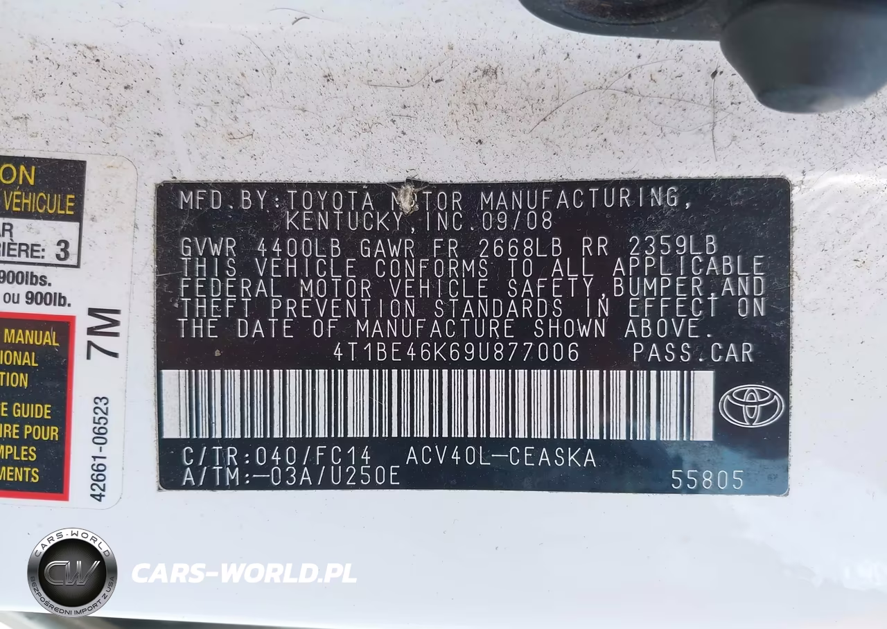2009 Toyota Camry Se VIN:4T1BE46K69U877006 - 9