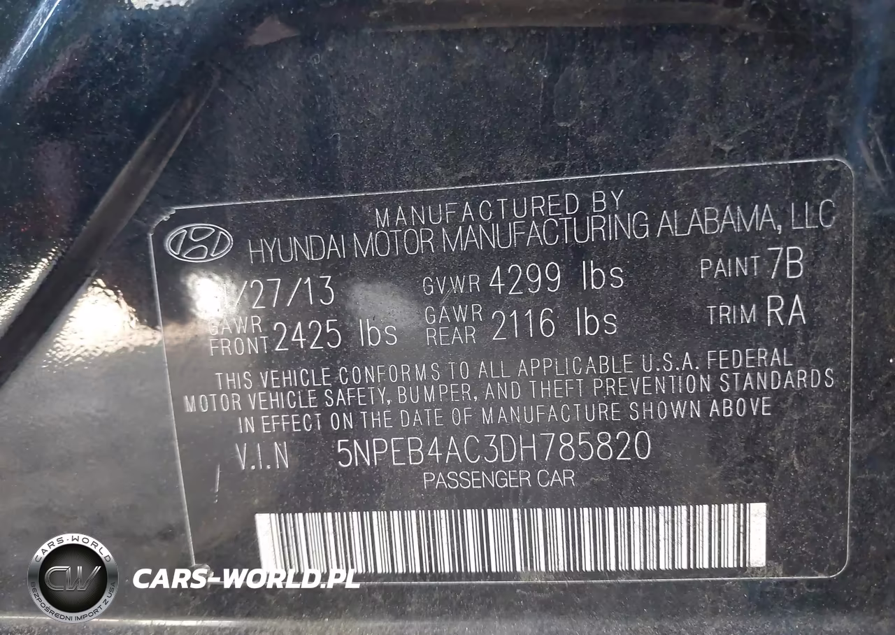 2013 Hyundai Sonata Gls VIN:5NPEB4AC3DH785820 - 9