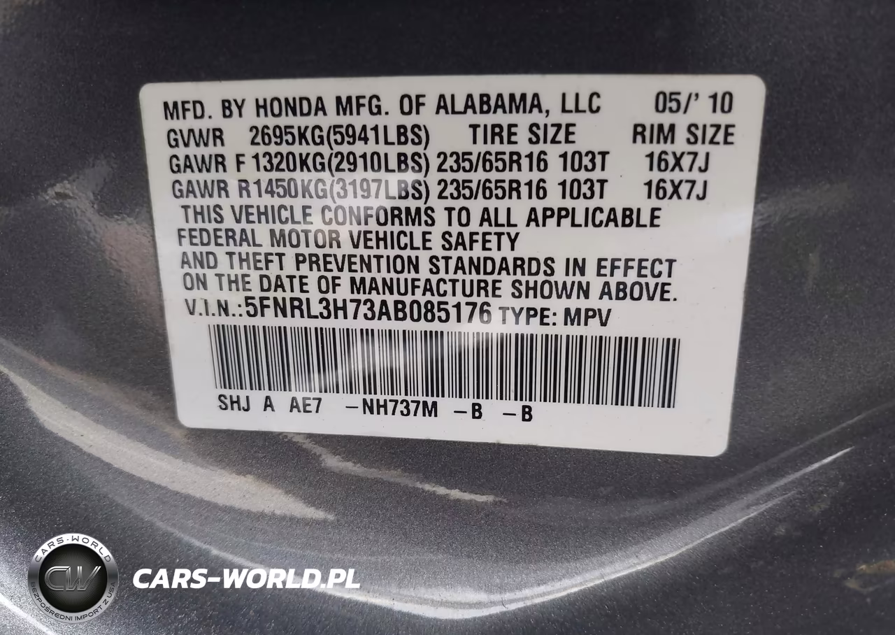 2010 Honda Odyssey Ex-L VIN:5FNRL3H73AB085176 - 9
