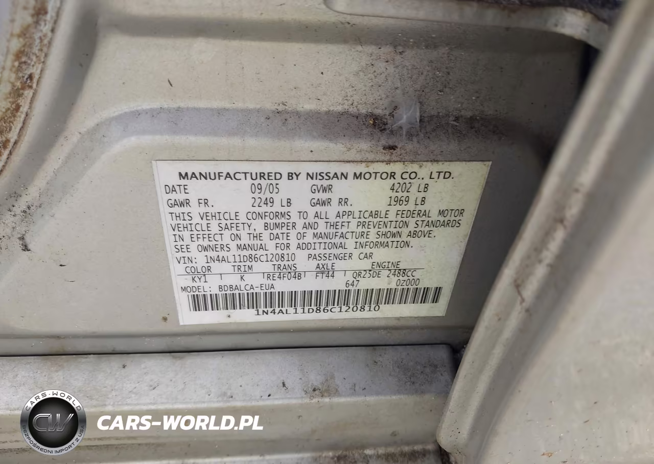 2006 Nissan Altima 2.5 S VIN:1N4AL11D86C120810 - 9