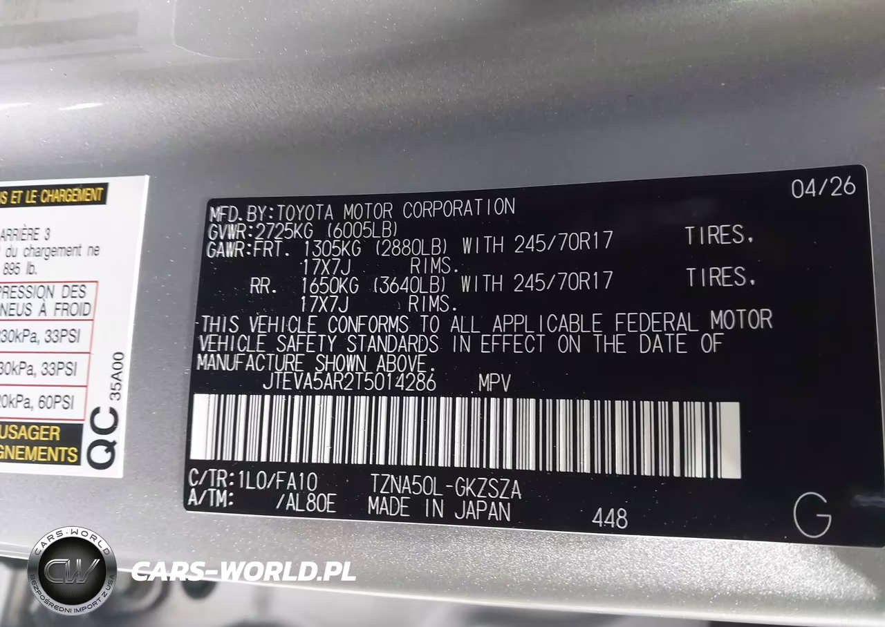 2026 Toyota 4Runner Sr5 VIN:JTEVA5AR2T5014286 - 9