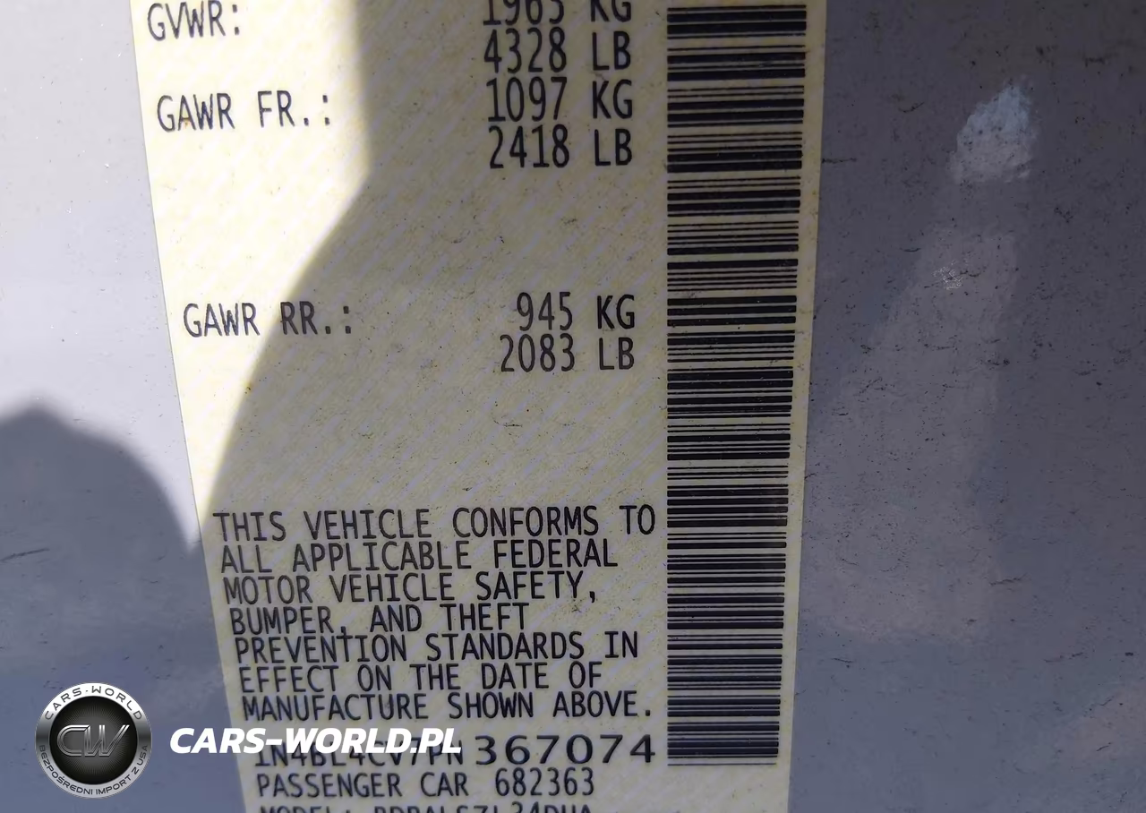 2023 Nissan Altima Sr Fwd VIN:1N4BL4CV7PN367074 - 9