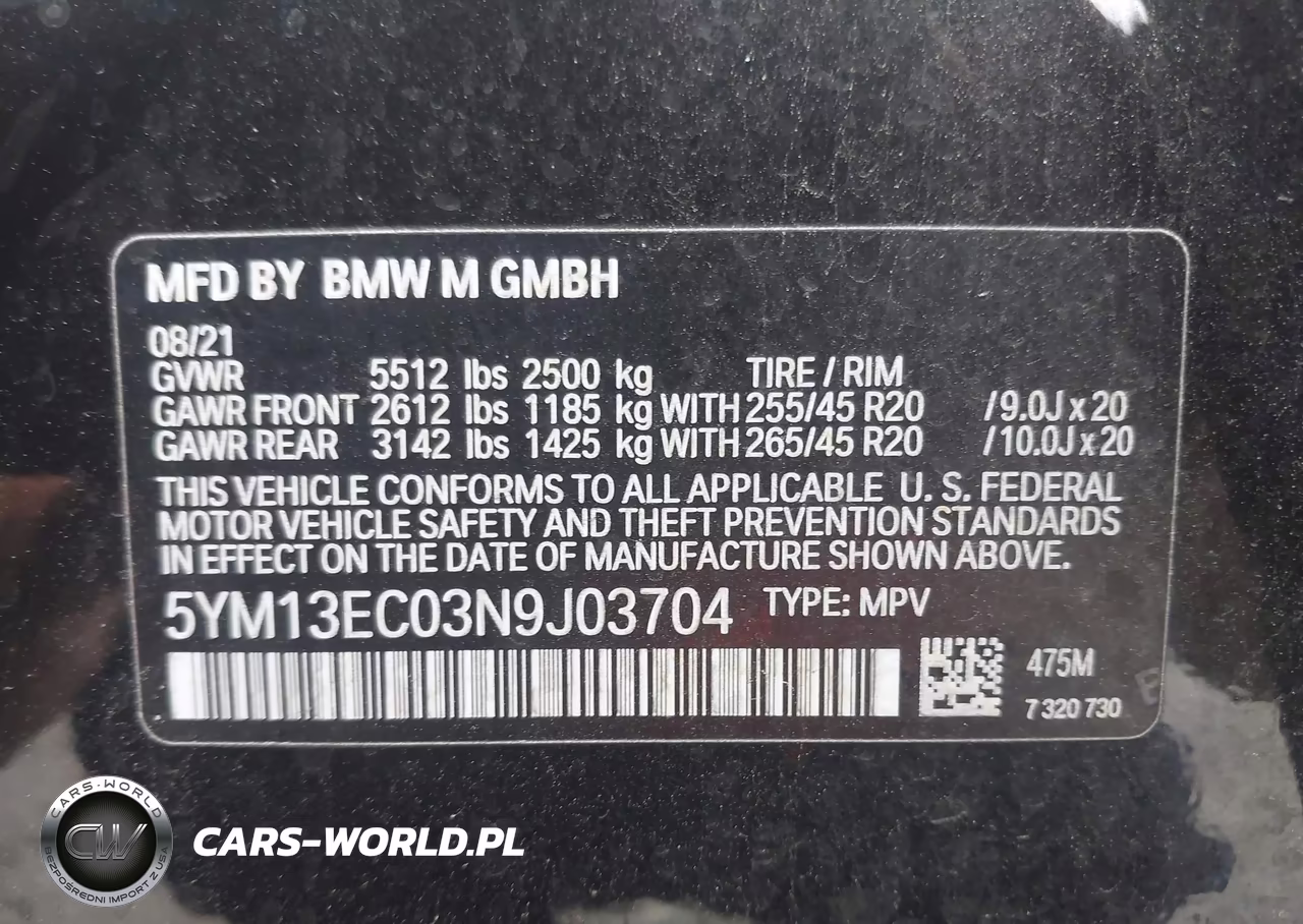 2022 BMW X3 M VIN:5YM13EC03N9J03704 - 9