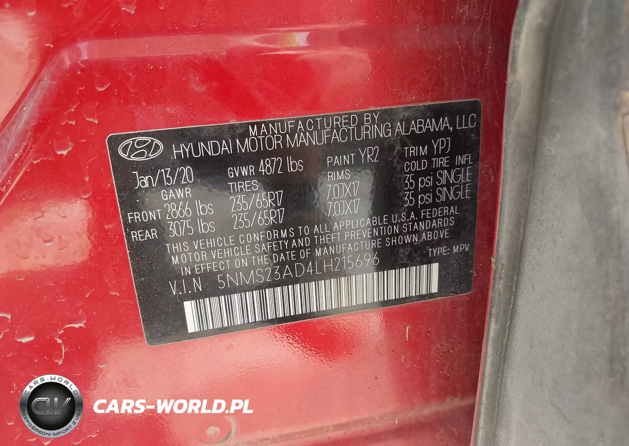 2020 Hyundai Santa Fe Se VIN:5NMS23AD4LH215696 - 9