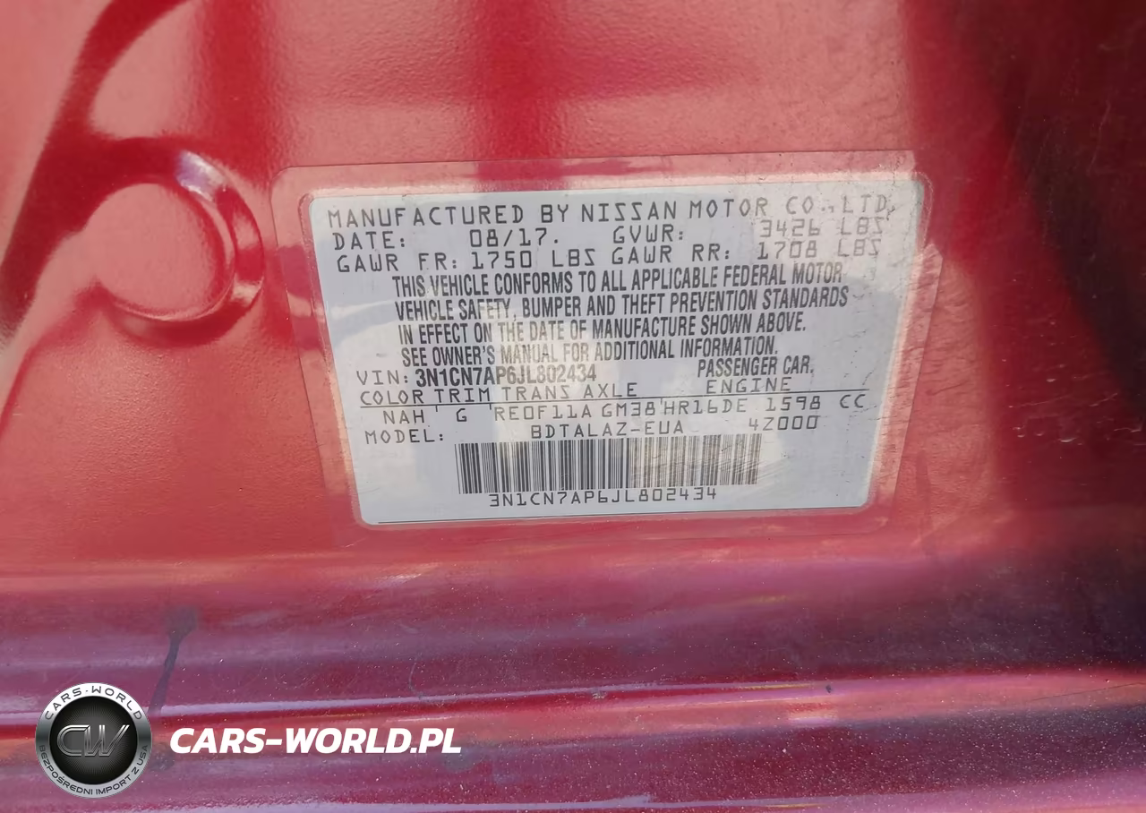 2018 Nissan Versa 1.6 S+ VIN:3N1CN7AP6JL802434 - 9
