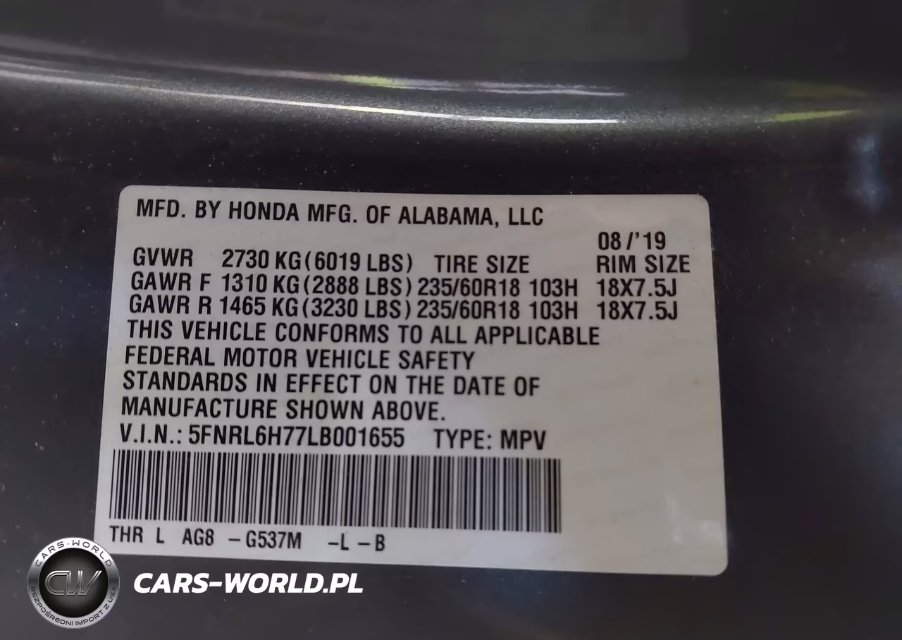 2020 Honda Odyssey Ex-L-Ex-L W-Navi Res VIN:5FNRL6H77LB001655 - 9