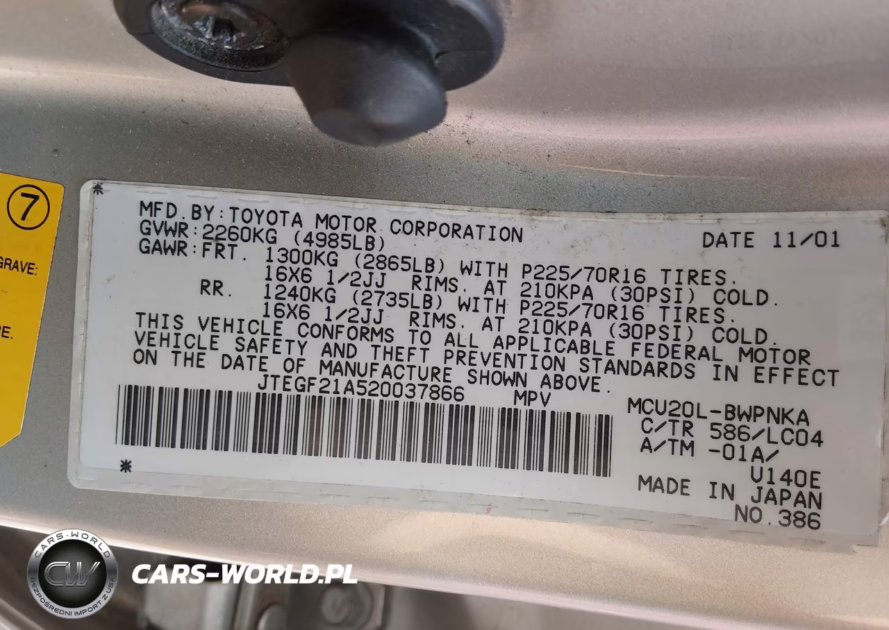 2002 Toyota Highlander Limited V6 VIN:JTEGF21A520037866 - 9