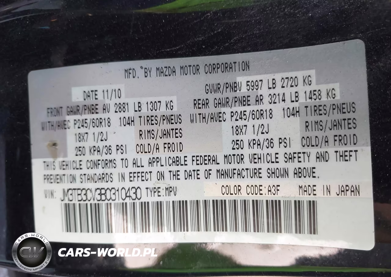 2011 Mazda Cx-9 Touring VIN:JM3TB3CV3B0310430 - 9