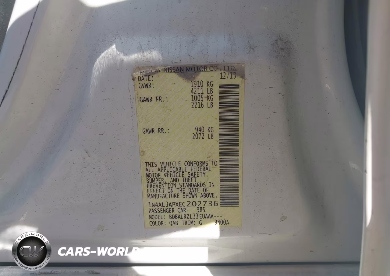 2014 Nissan Altima 2.5-2.5 S-2.5 Sl-2.5 Sv VIN:1N4AL3APXEC202736 - 9