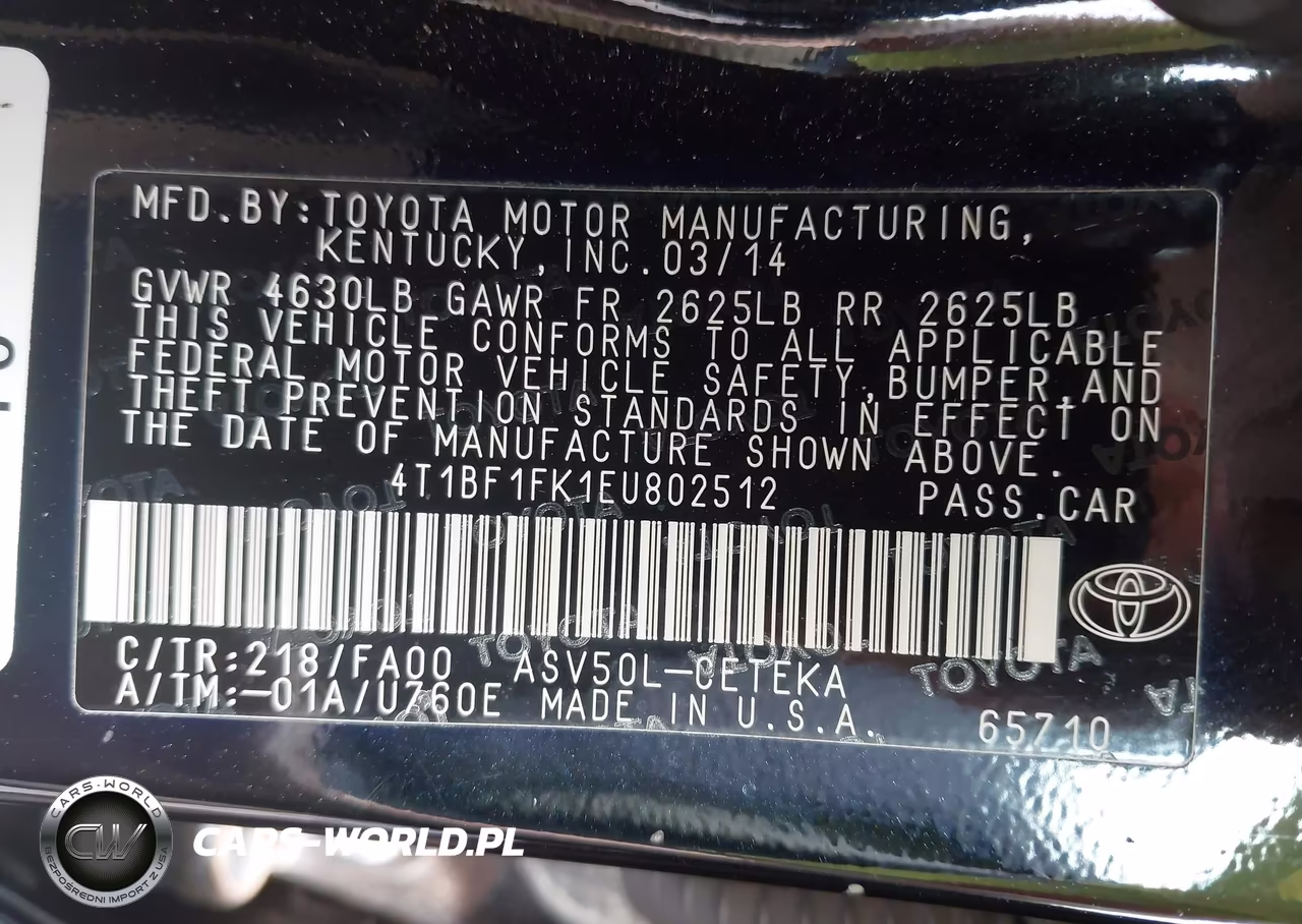 2014 Toyota Camry L VIN:4T1BF1FK1EU802512 - 9