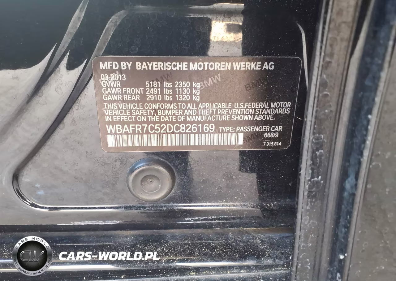 2013 BMW 535I VIN:WBAFR7C52DC826169 - 9