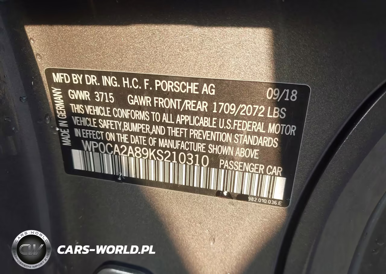 2019 Porsche 718 Boxster VIN:WP0CA2A89KS210310 - 9