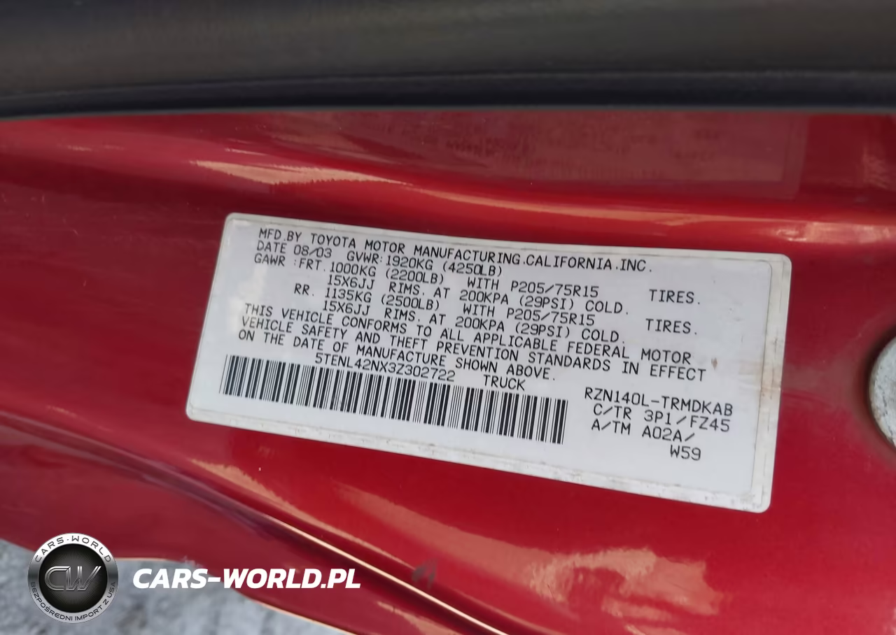 2003 Toyota Tacoma VIN:5TENL42NX3Z302722 - 9