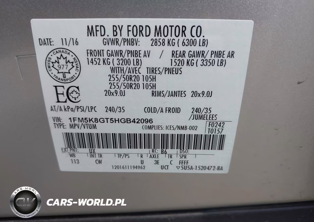 2017 Ford Explorer Sport VIN:1FM5K8GT5HGB42096 - 9