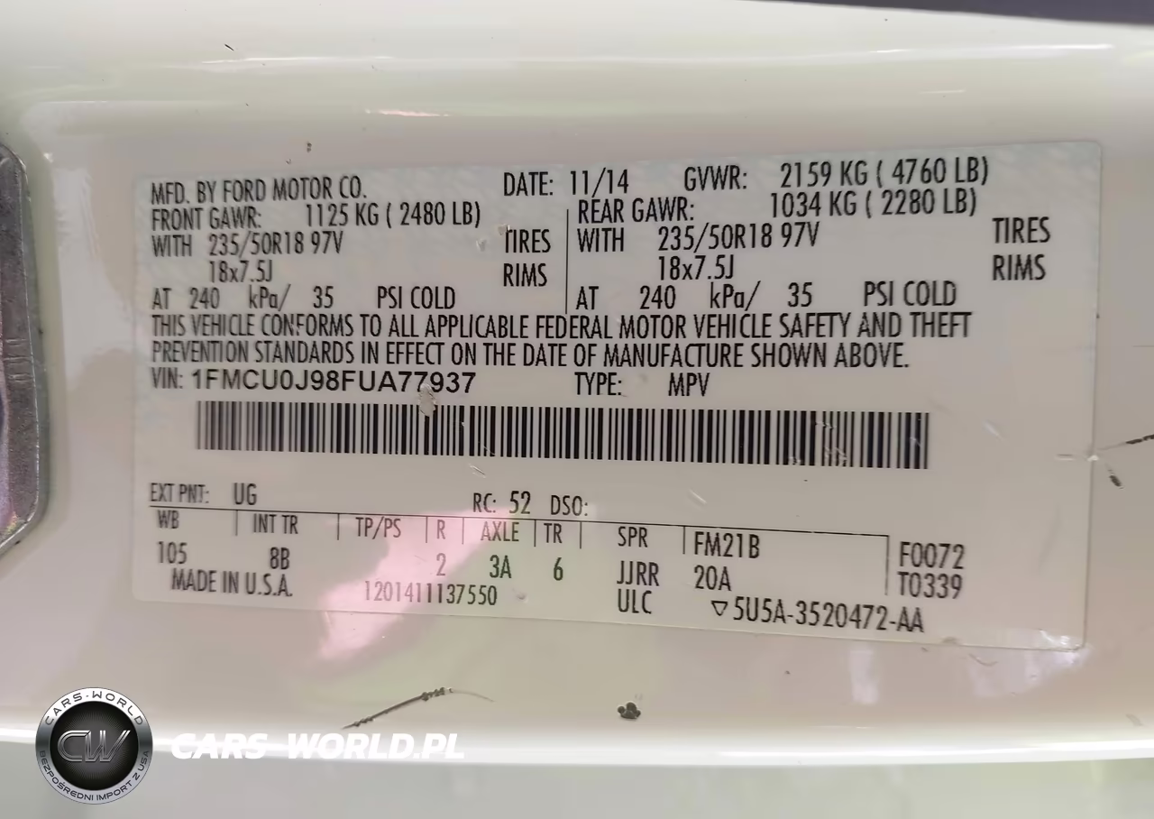 2015 Ford Escape Titanium VIN:1FMCU0J98FUA77937 - 9