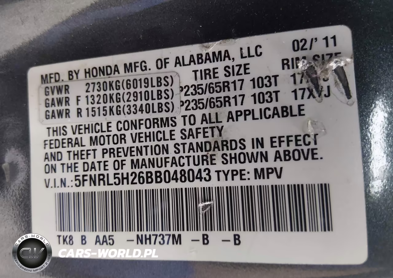 2011 Honda Odyssey Lx VIN:5FNRL5H26BB048043 - 9