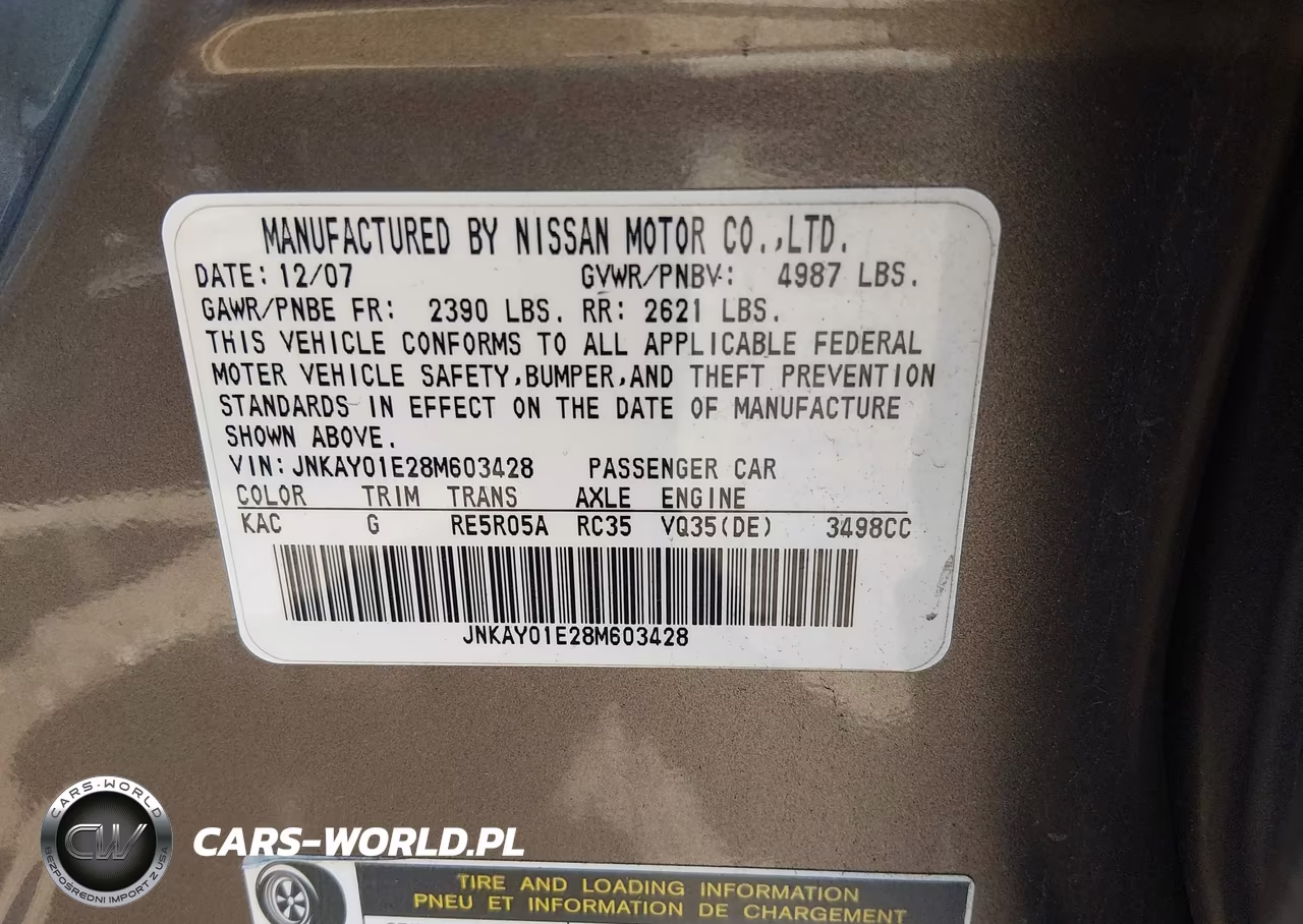 2008 Infiniti M35 VIN:JNKAY01E28M603428 - 9