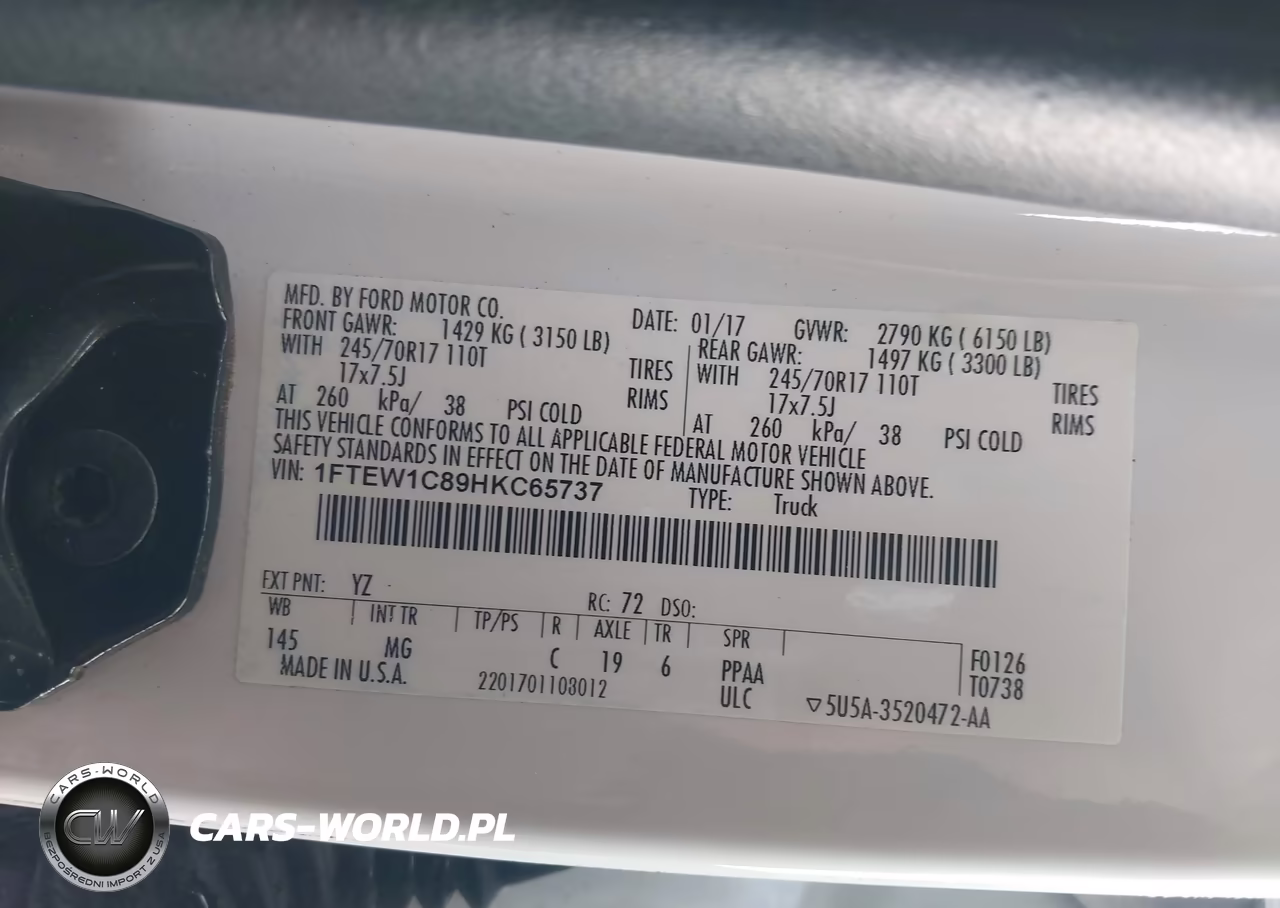 2017 Ford F-150 Xlt VIN:1FTEW1C89HKC65737 - 9