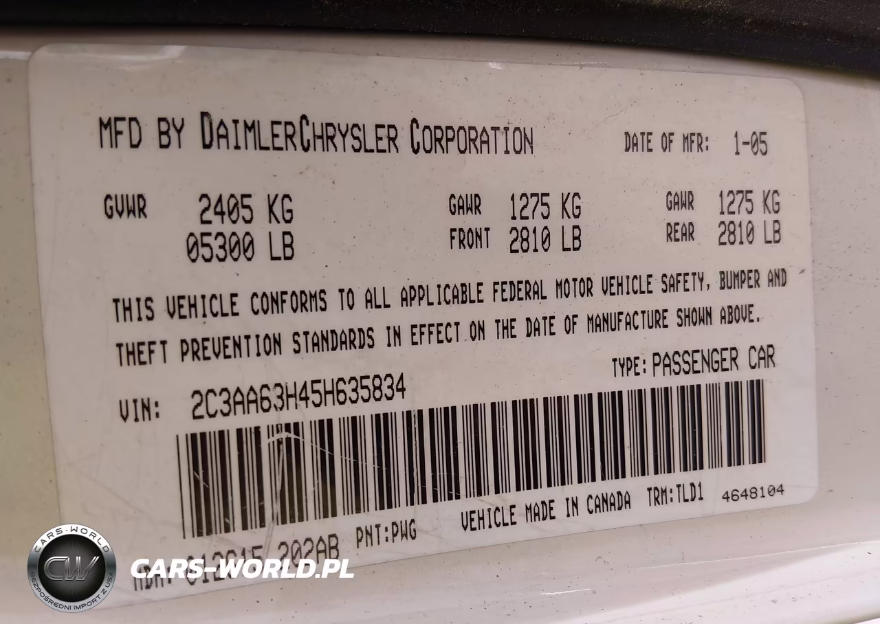 2005 Chrysler 300C VIN:2C3AA63H45H635834 - 9