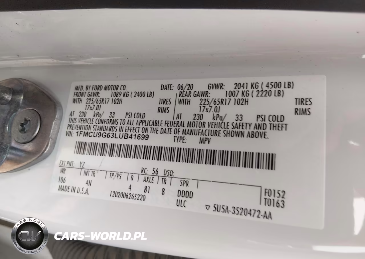 2020 Ford Escape Se VIN:1FMCU9G63LUB41699 - 9