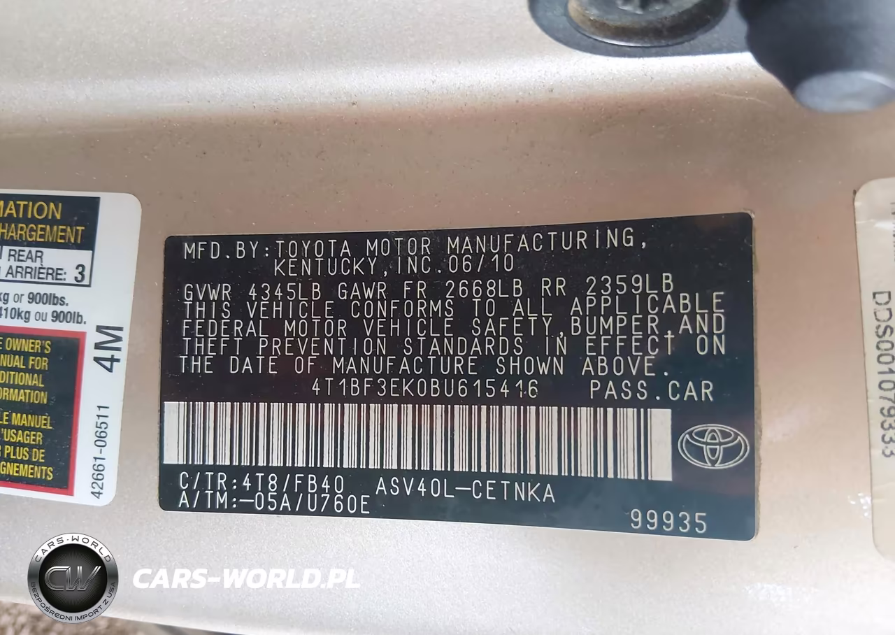 2011 Toyota Camry Le VIN:4T1BF3EK0BU615416 - 9