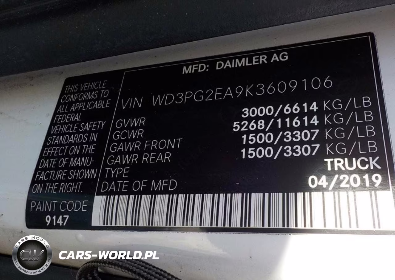 2019 Mercedes-Benz Metris VIN:WD3PG2EA9K3609106 - 9