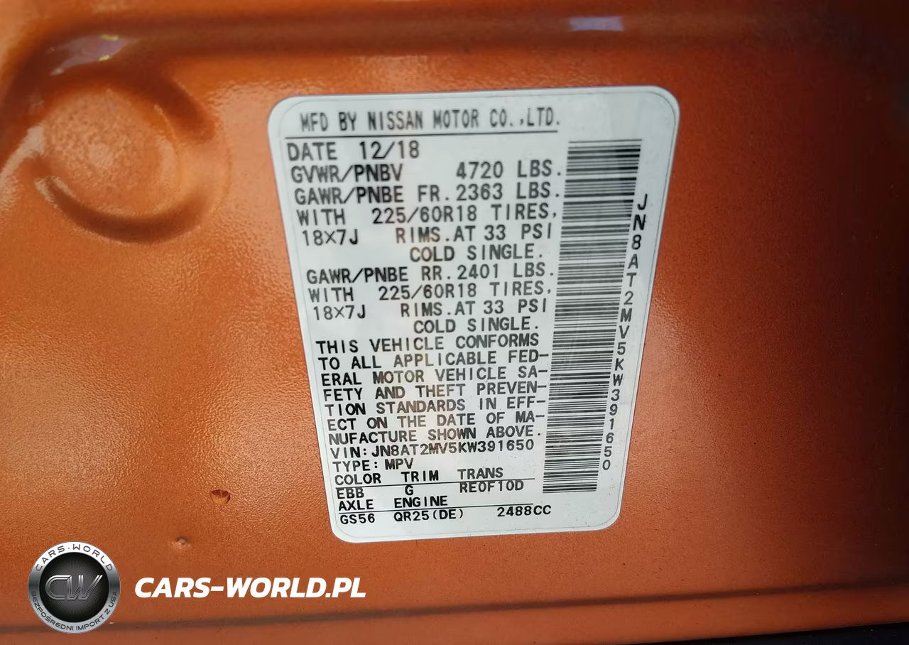 2019 Nissan Rogue Sv VIN:JN8AT2MV5KW391650 - 9