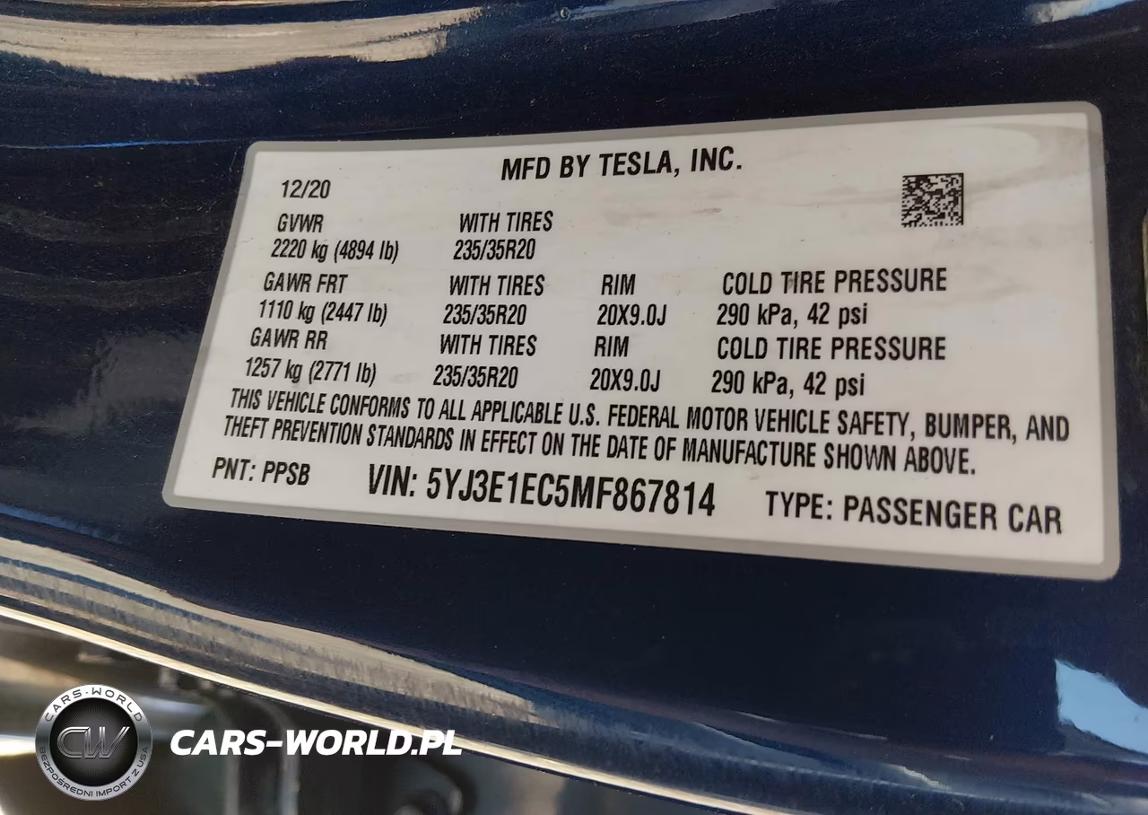 2021 Tesla Model 3 Performance Dual Motor All-Wheel Drive VIN:5YJ3E1EC5MF867814 - 9