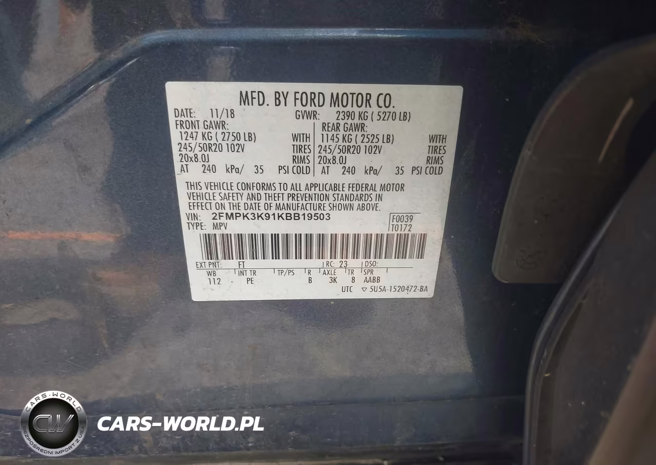 2019 Ford Edge Titanium VIN:2FMPK3K91KBB19503 - 9