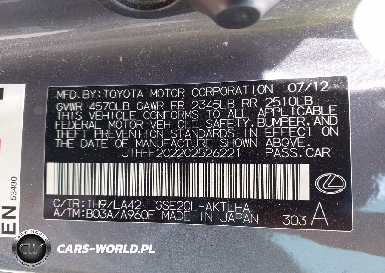 2012 Lexus Is 250C VIN:JTHFF2C22C2526221 - 9