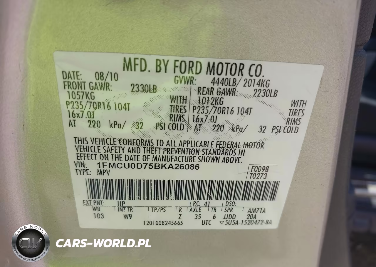 2011 Ford Escape Xlt VIN:1FMCU0D75BKA26086 - 9