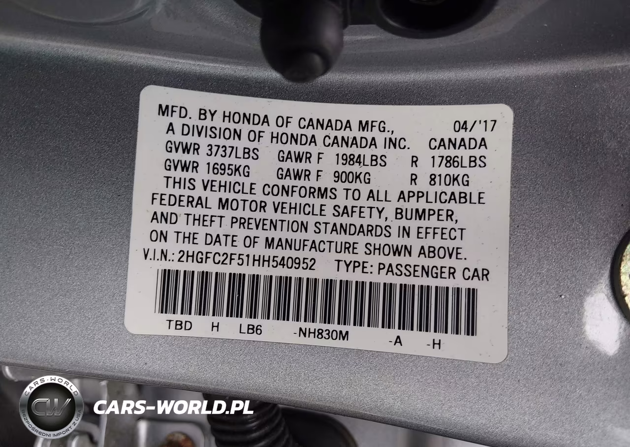 2017 Honda Civic Lx VIN:2HGFC2F51HH540952 - 9