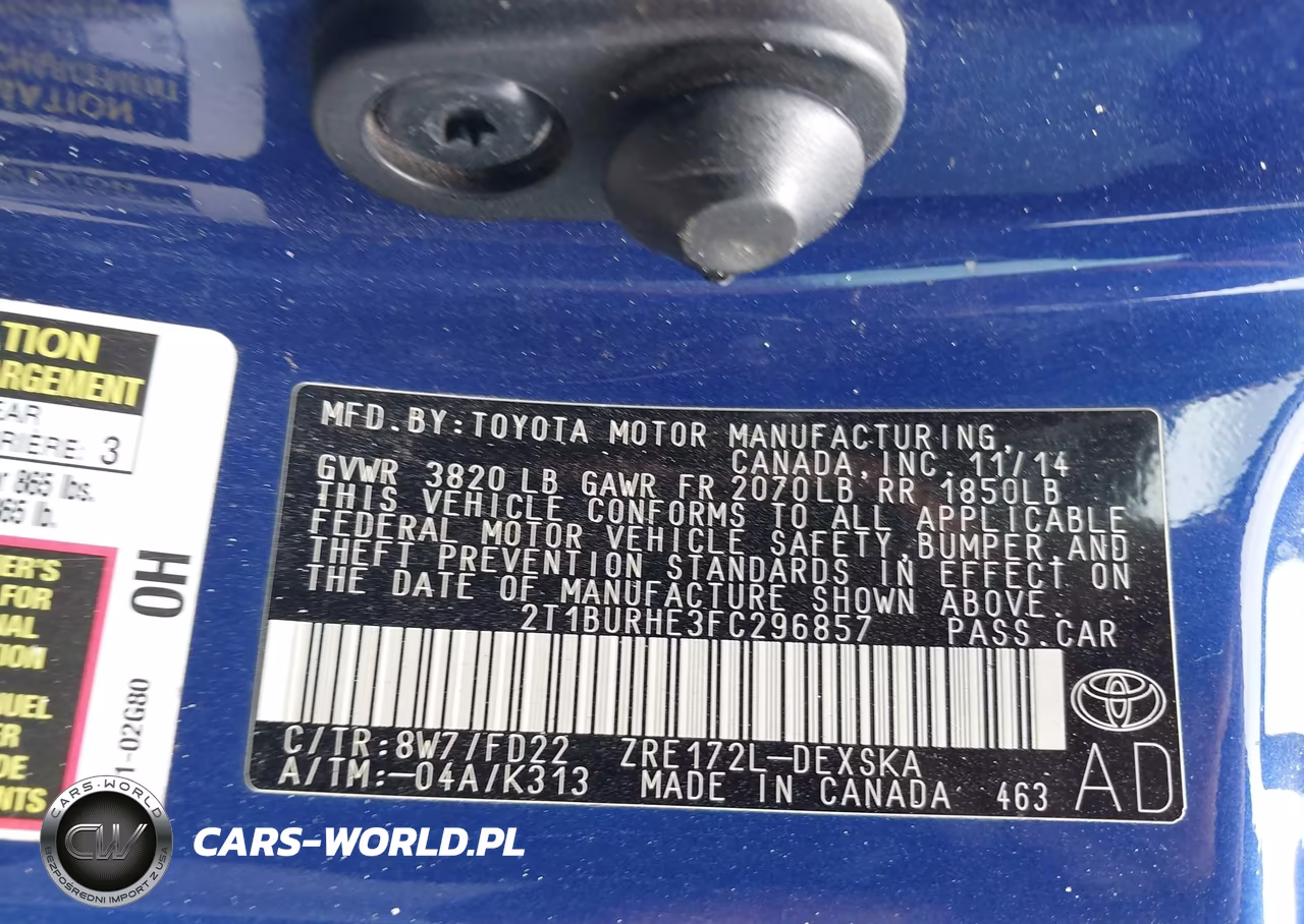 2015 Toyota Corolla S Plus VIN:2T1BURHE3FC296857 - 9