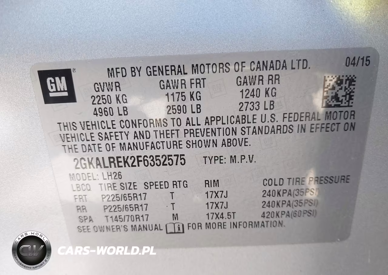 2015 GMC Terrain Sle-2 VIN:2GKALREK2F6352575 - 9