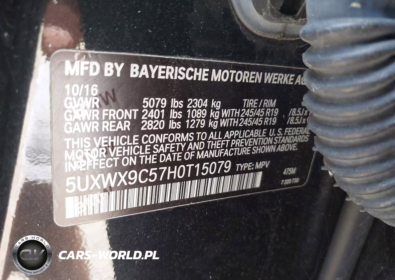 2017 BMW X3 xDrive28I VIN:5UXWX9C57H0T15079 - 9