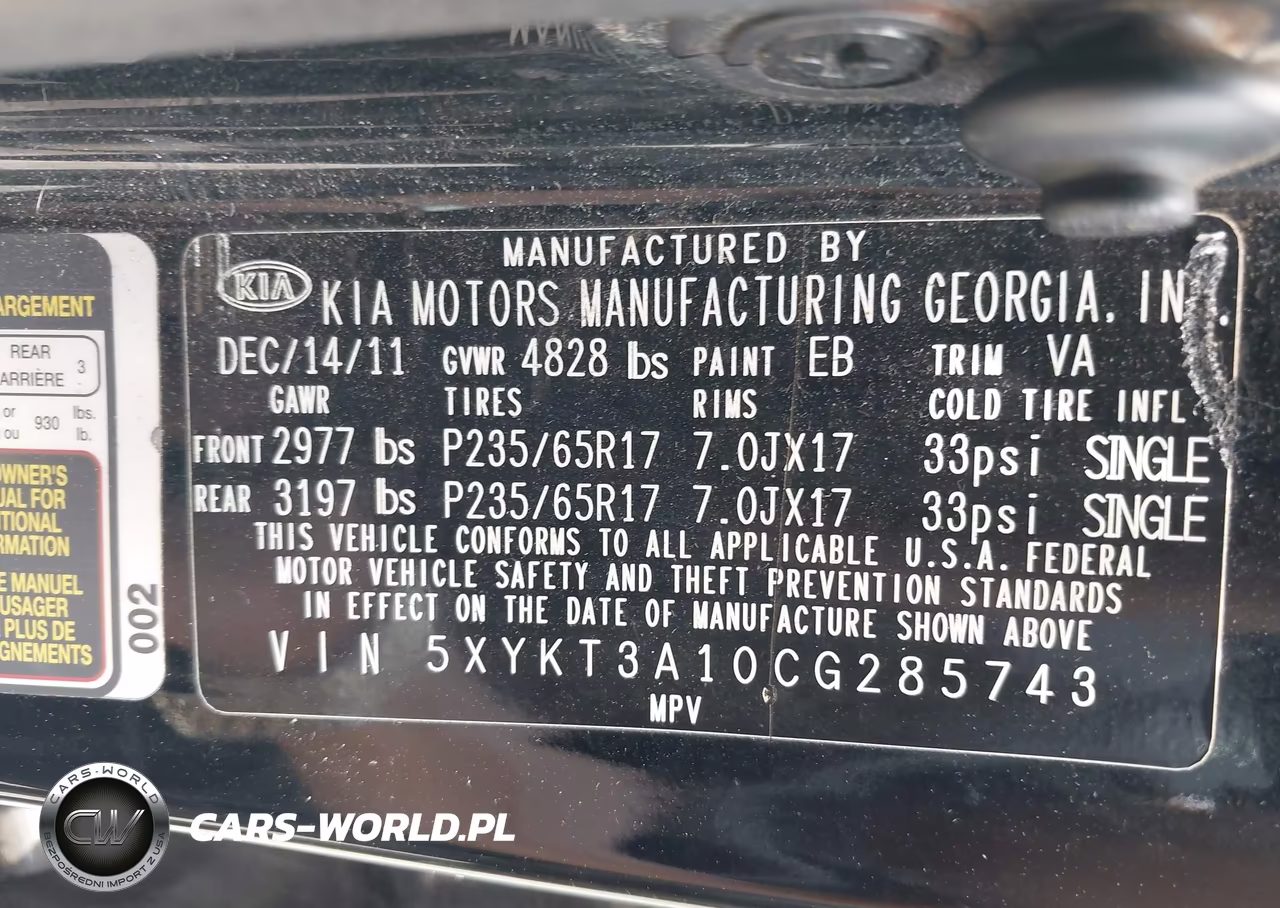 2012 Kia Sorento Lx VIN:5XYKT3A10CG285743 - 9